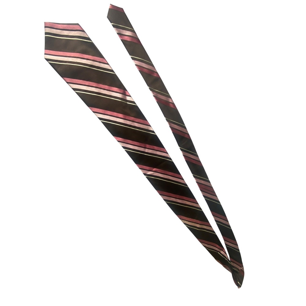 Van‎ Heusen 100% Silk Striped Necktie Brown Pink Cream Men's Accessory